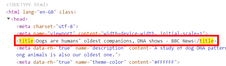 Title Tag Example In Code